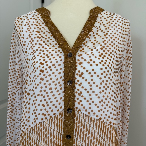 NWT Soft Surroundings Eliza Shirt Bronze Abstract Size Large with Knit Tank Boho - Picture 2 of 13
